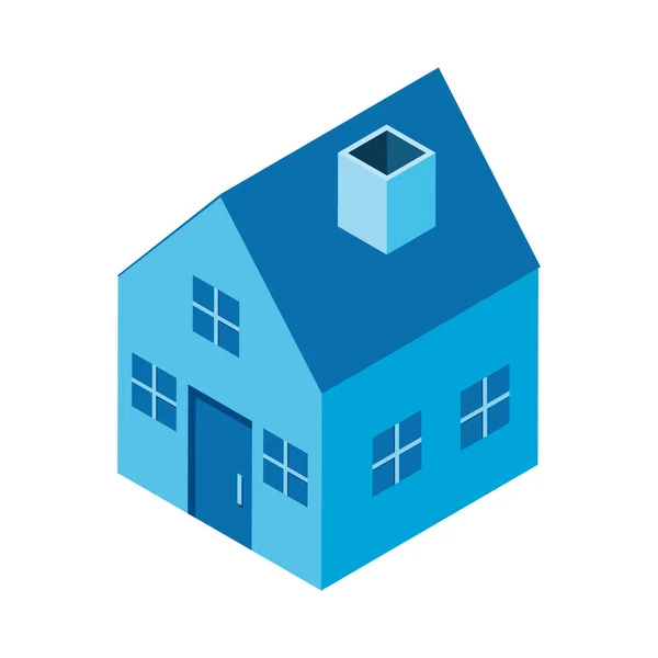 Blaues Haus Isometrisches Stilikon — Stockvektor
