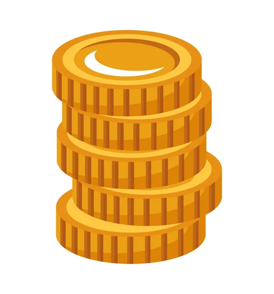 Pile Coins Money Dollars Icon — Stock Vector