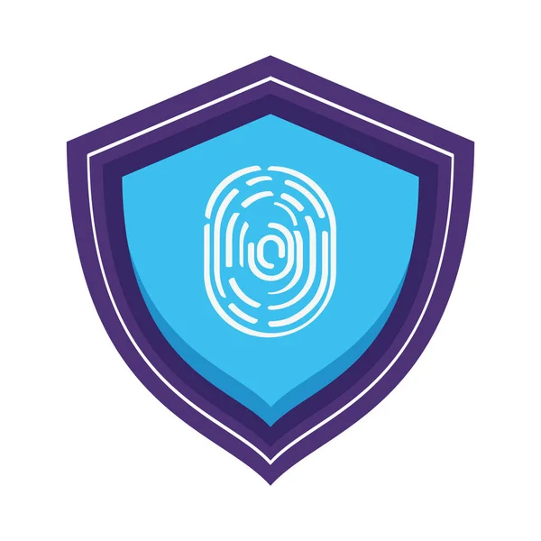 Huella Digital Seguridad Icono Del Escudo — Archivo Imágenes Vectoriales