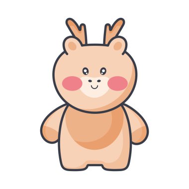 Sevimli geyik kawaii hayvan karakteri