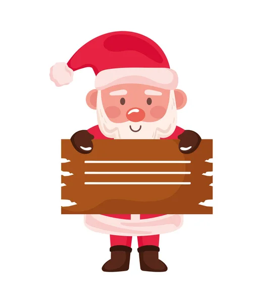 Santa Claus Wooden Label Character — Stock Vector