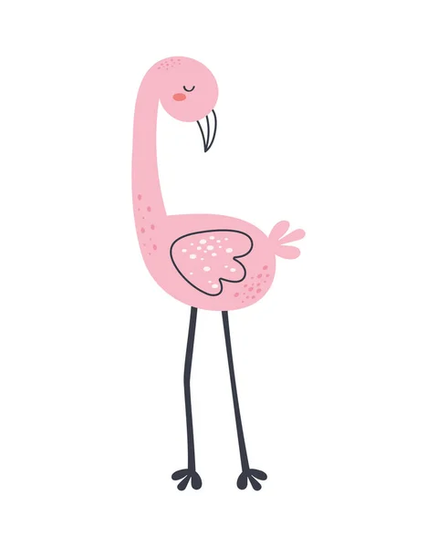 Милый Фламинго Очаровательный Персонаж Животных — стоковый вектор