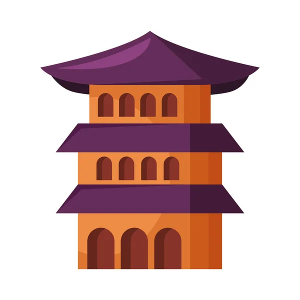 Asian Pagoda Famous Landmark Icon — Stock Vector
