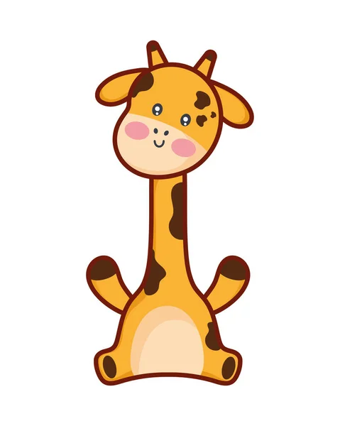 Schattig Giraffe Kawaii Dier Karakter — Stockvector