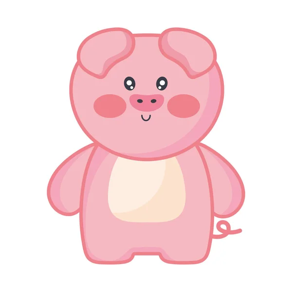 Bonito Porco Kawaii Personagem Animal —  Vetores de Stock