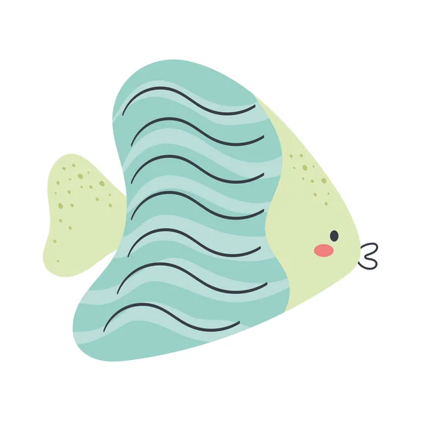 Χαριτωμένο Πράσινο Ψάρι Αξιολάτρευτο Χαρακτήρα — Διανυσματικό Αρχείο