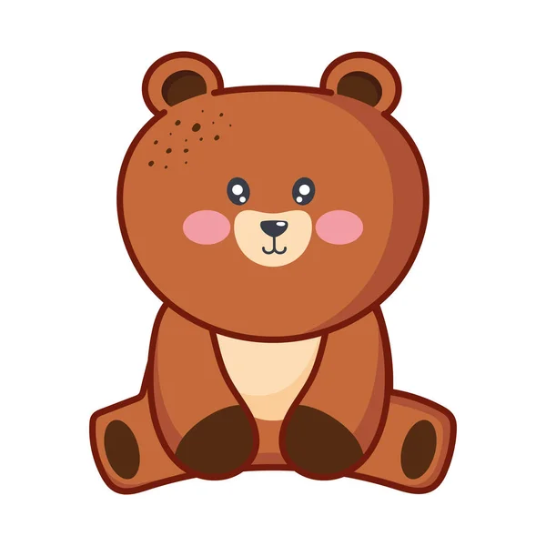 Słodkie Niedźwiedź Kawaii Zwierząt Charakter — Wektor stockowy