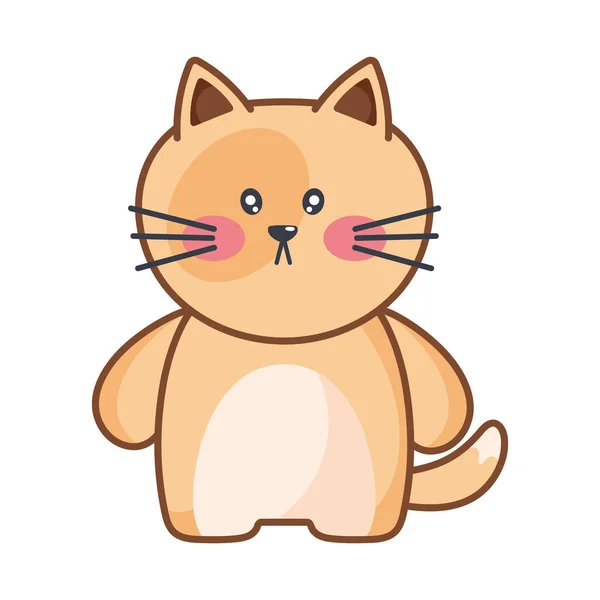 Niedliche Katze Kawaii Tierischen Charakter — Stockvektor
