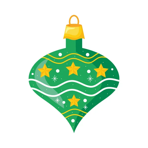 Palla Natale Verde Appeso Icona Decorativa — Vettoriale Stock