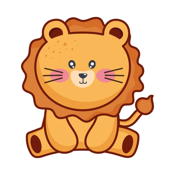 Cute Lion Kawaii Animal Character — Stock Vector