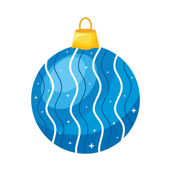 Bola Natal Azul Pendurado Ícone Decorativo — Vetor de Stock