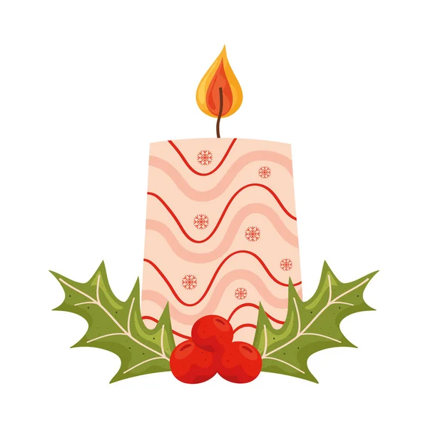 Merry Christmas Decorative Candle Icon — Stock Vector