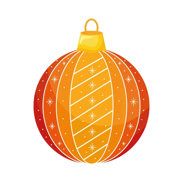 Orange Christmas Ball Hanging Icon — Stock Vector