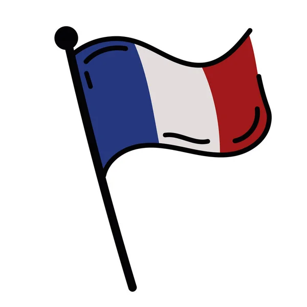 France Flag Waving Pole Icon — Stock Vector