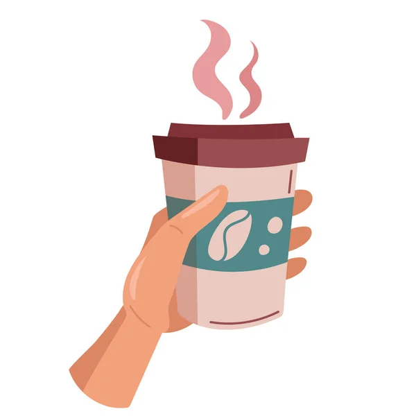Main Avec Emporter Icône Café — Image vectorielle