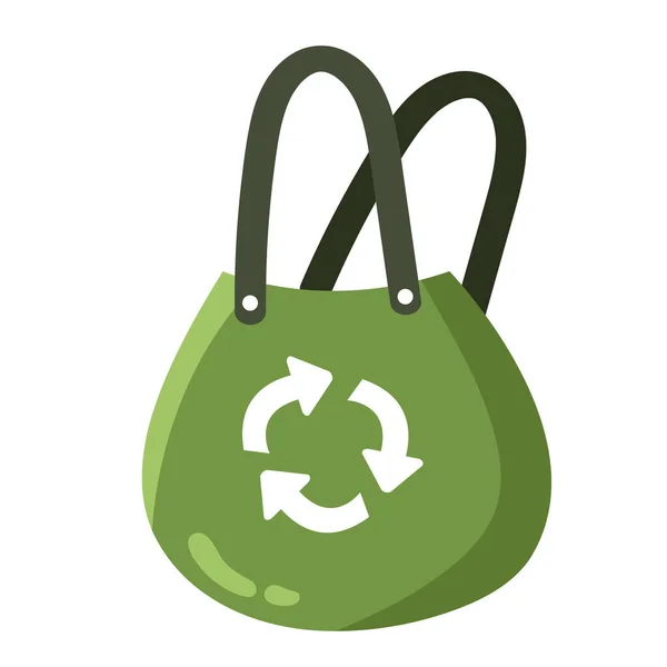 緑の再利用可能なバッグと矢印 — ストックベクタ