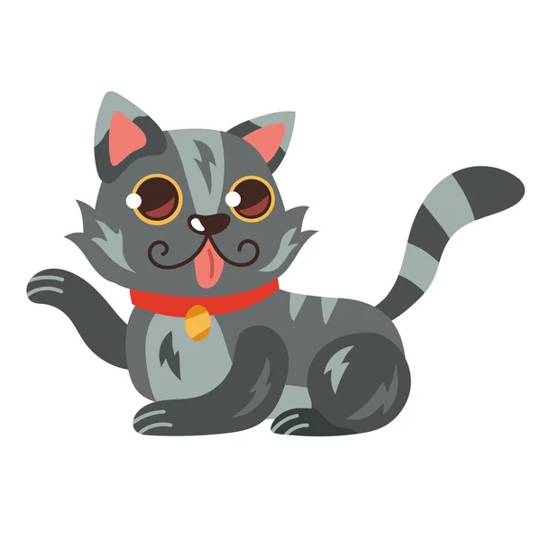 Schattig Klein Grijs Kat Katachtige Karakter — Stockvector