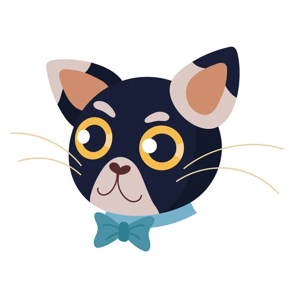 Head Cat Necktie Character — Stock Vector