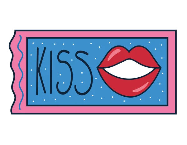 Любовний Купон Значком Поцілунку — стоковий вектор