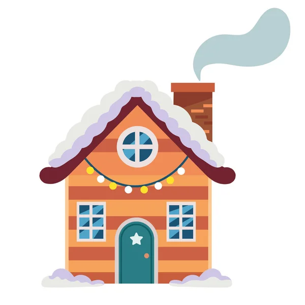 Dom Bożego Narodzenia Ikoną Śniegu — Wektor stockowy