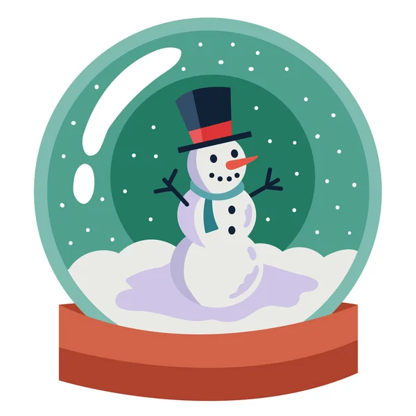 Noel Küresindeki Kardan Adam Hatırası — Stok Vektör