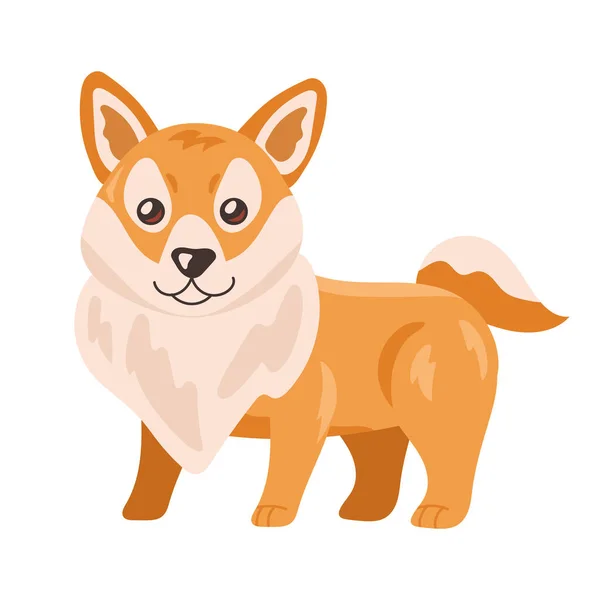 Cute Dog Shiba Inu Mascot Character — Stock Vector