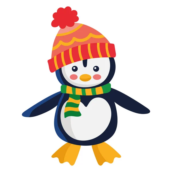 Pinguïn Draagt Winterkleding Karakter — Stockvector