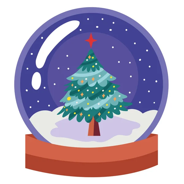 Weihnachtsbaum Schneekugel Souvenir — Stockvektor