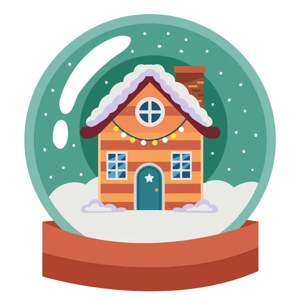 Vánoční Dům Sněhové Kouli Suvenýr — Stockový vektor