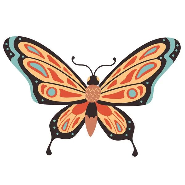 オレンジ色の蝶の動物のシルエットアイコン — ストックベクタ