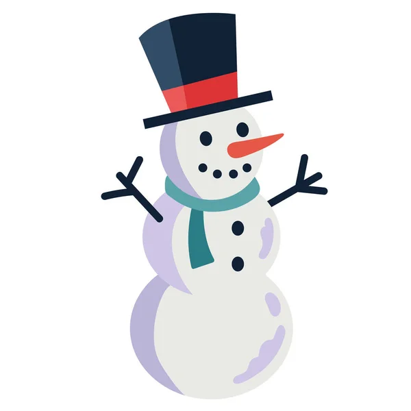 Niedlichen Schneemann Weihnachten Charakter Symbol — Stockvektor