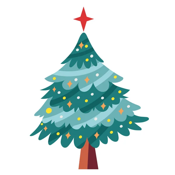 Christmas Pine Tree Decorative Icon — Stock Vector