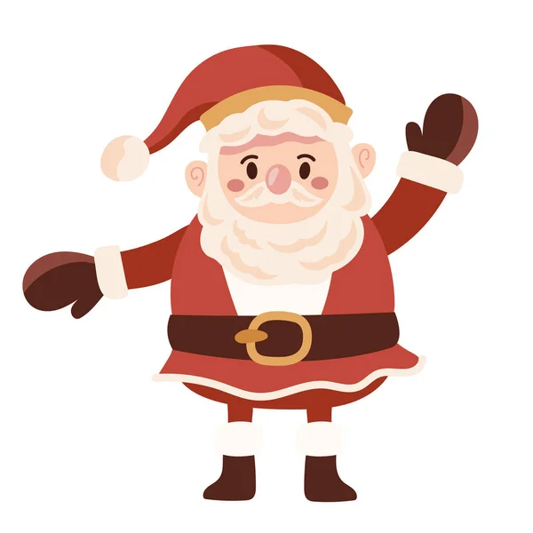 Weihnachtsmann Begrüßt Isolierte Ikone — Stockvektor