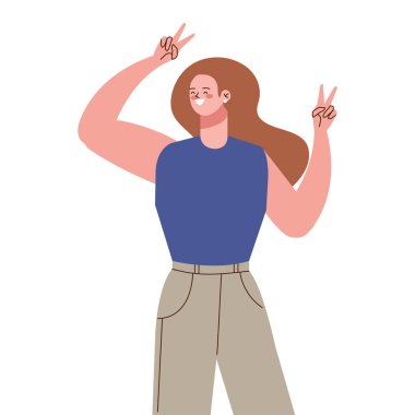 Mutlu karakteri kutlayan sarışın kadın.