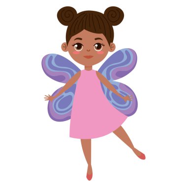 Küçük afro peri uçan karakter