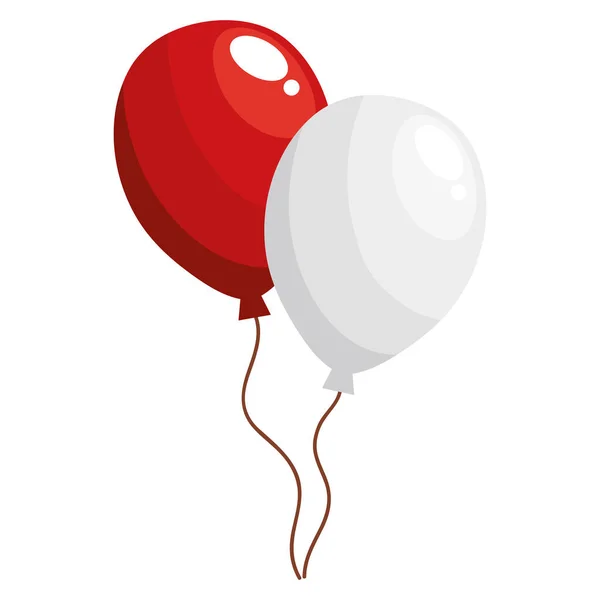 Červené Bílé Balónky Helium Plovoucí — Stockový vektor