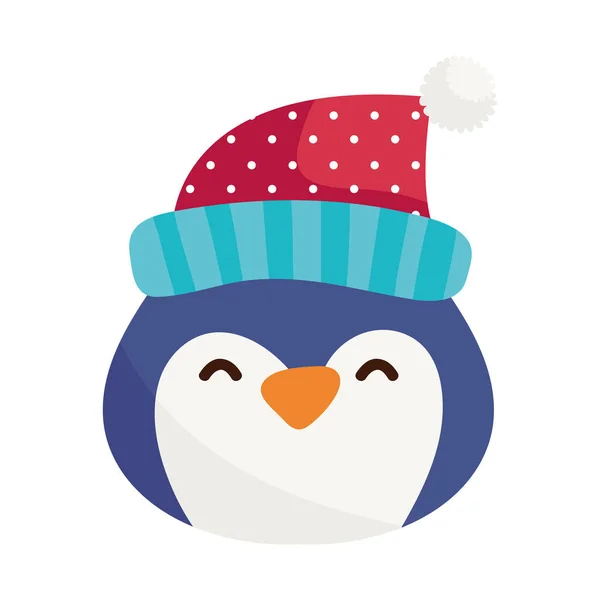 Lindo Pingüino Con Carácter Navidad Sombrero — Vector de stock