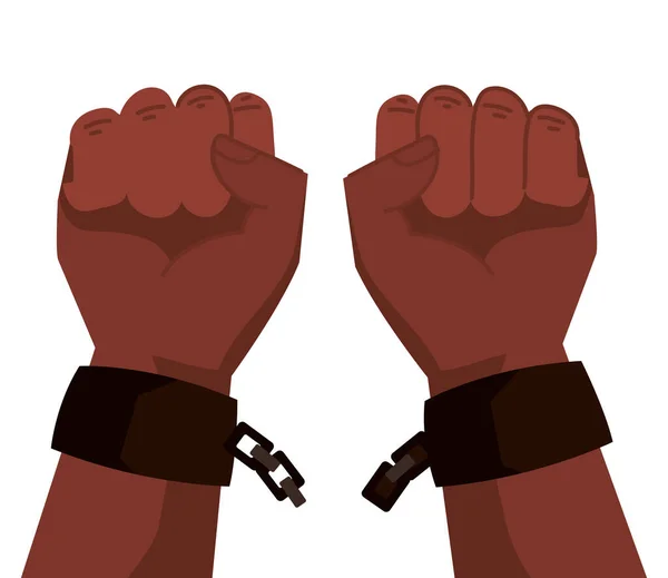 Afro Ręce Łamanie Ikony Łańcucha — Wektor stockowy