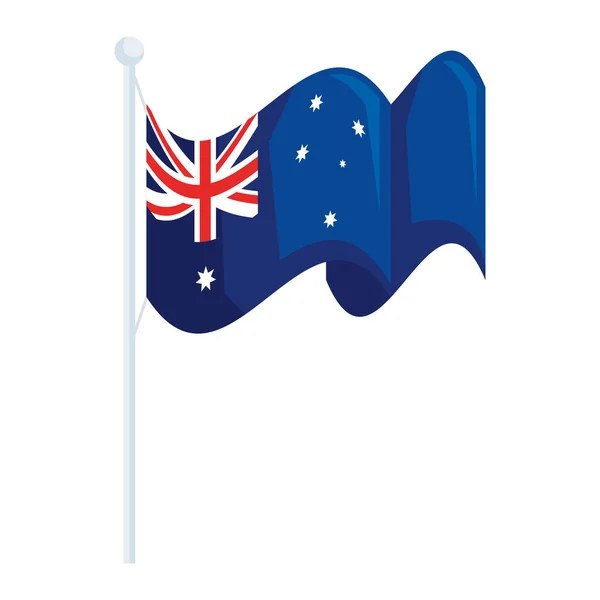 Bandera Australiana Ondeando Poste — Vector de stock