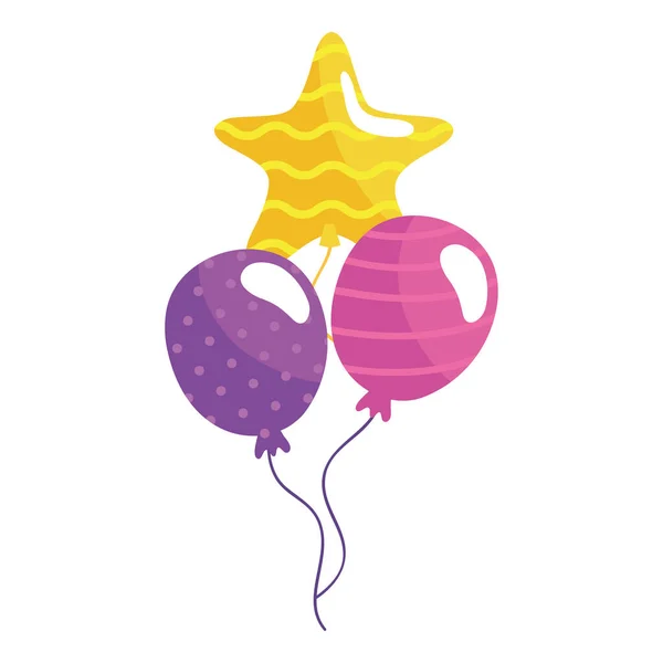 Three Balloons Helium Floating Icon — Stockvektor