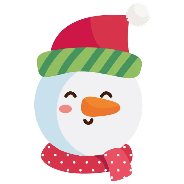 Χαριτωμένο Χιονάνθρωπος Χριστούγεννα Εικονίδιο Χαρακτήρα — Διανυσματικό Αρχείο