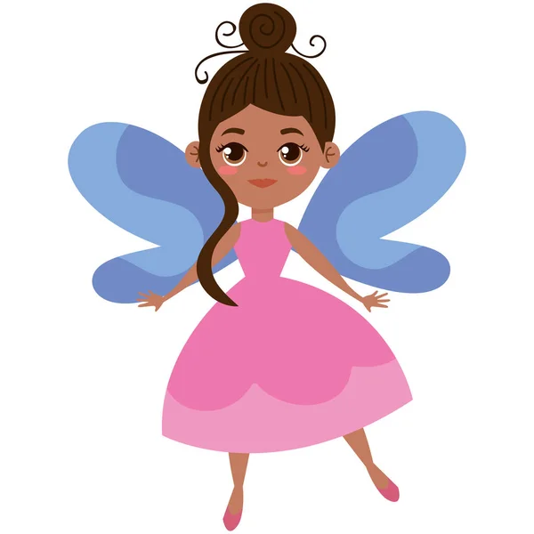 愛らしいアフロ妖精の空飛ぶキャラクター — ストックベクタ