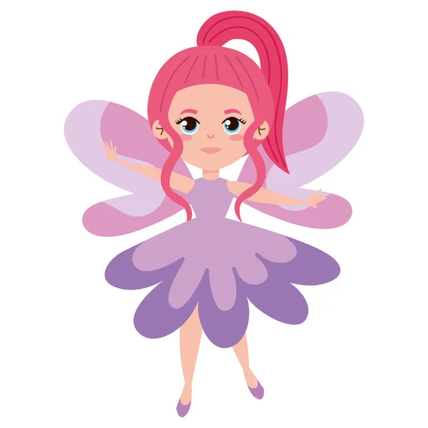 Little Redhead Fairy Flying Character — Stock Vector