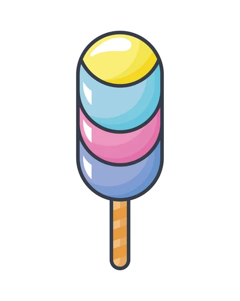 귀여운 아이스크림 Kawaii 스타일 아이콘 — 스톡 벡터