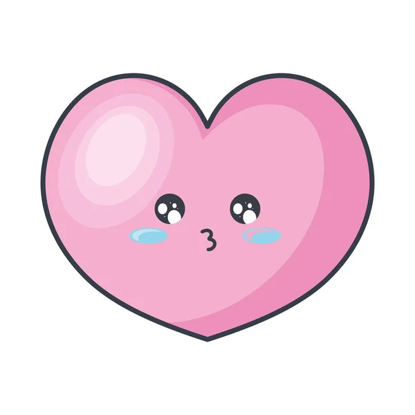Cute Heart Love Kawaii Character — Stock Vector
