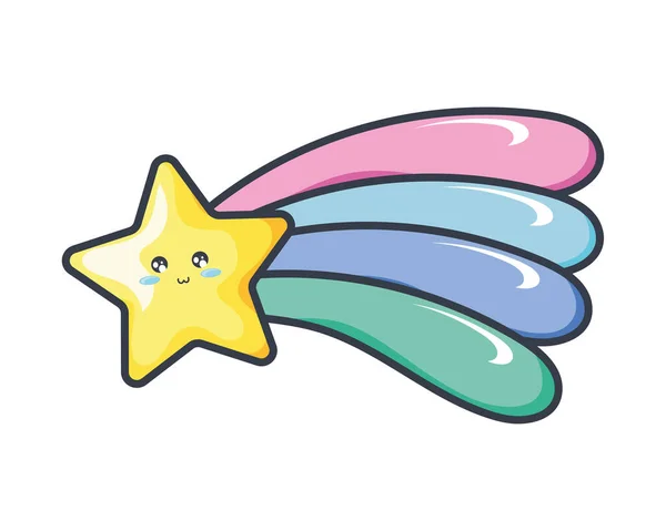 Kawaii Star Rainbow Character — Stock Vector