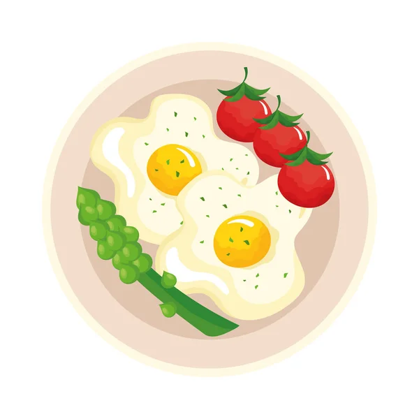 有蔬菜图标的煎蛋 — 图库矢量图片