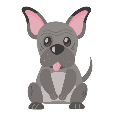 cute gray dog pet character