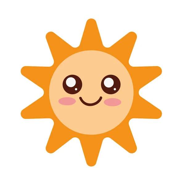 太陽かわいい漫画キャラクターアイコン — ストックベクタ