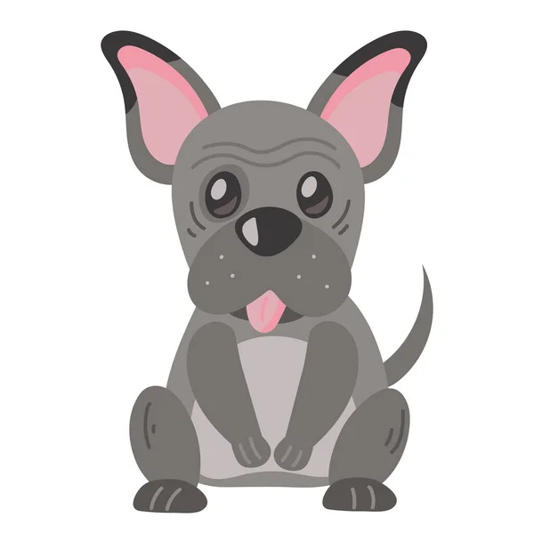 Cute Gray Dog Pet Character — Stok Vektör